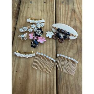 12 Pc Lot Faux Pearl Hair Accessories Clips Combs Barrettes